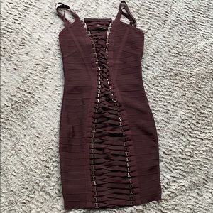 Wow Couture Gold Label Purple Bandage Dress